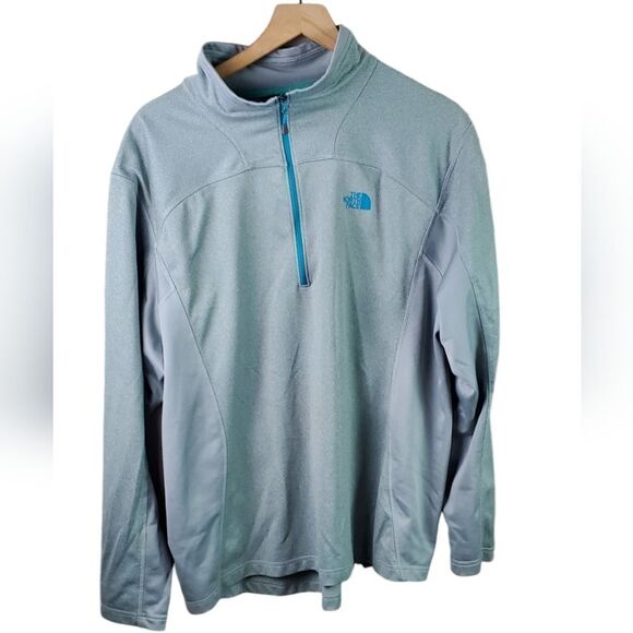 The North Face Gray & Blue 3/4 Zip Up Sweatshirt - Picture 1 of 5